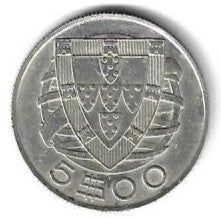 Portugal - 5$00 1947 (Km# 581)