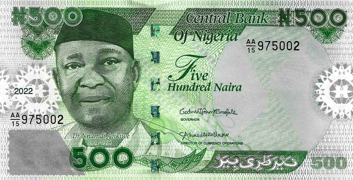 Nigéria - 500 Naira 2022 (# 48a)