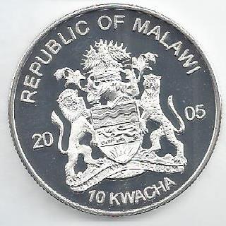 Malawi - 10 Kwacha 2005 (Km# 83) Hipopotamo Pigmeu