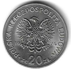 Polonia - 20 Zlotych 1974 (Km# 69) Marceli Nowotko