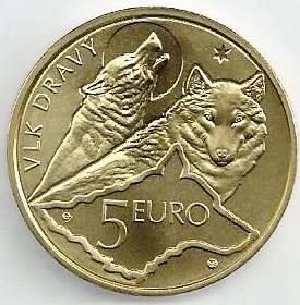 Eslováquia - 5 Euro 2021 (Km# 179) Lobo Cinzento