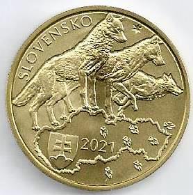 Eslováquia - 5 Euro 2021 (Km# 179) Lobo Cinzento