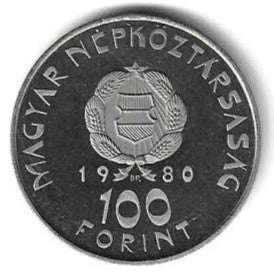 Hungria - 100 Forint 1980 (Km# 617) Voo Espacial