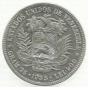 Venezuela - 5 Bolivares 1935 (Km# 24.1)