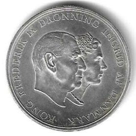 Dinamarca - 5 Kroner 1960 (Km# 852) Bodas Prata