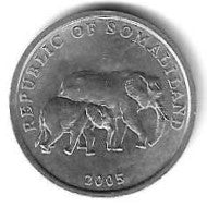 Somalilandia - 5 Shillings 2002 (Km# 19) Elefantes