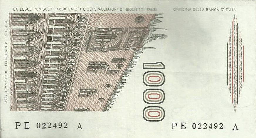 Itália - 1000 Liras 1982 (# 109b)