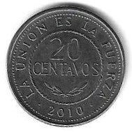 Bolivia - 20 Centavos 2010 (Km# 215)