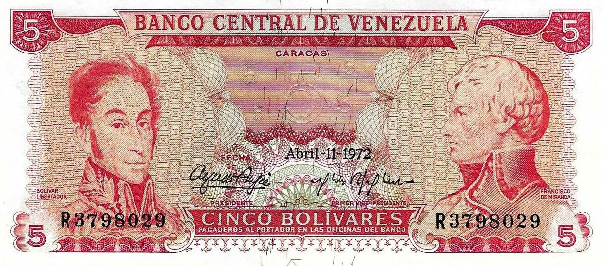 Venezuela - 5 Bolivares 1972 (# 50f)