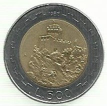 San Marino - 500 Liras 1988 (Km# 226)