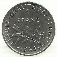 França - 1 Franco 1968 (Km# 925.1)