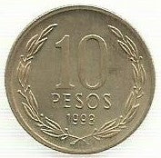 Chile - 10 Pesos 1993 (Km# 228)