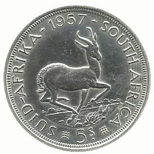 Africa Sul - 5 Shillings 1957 (Km# 52)