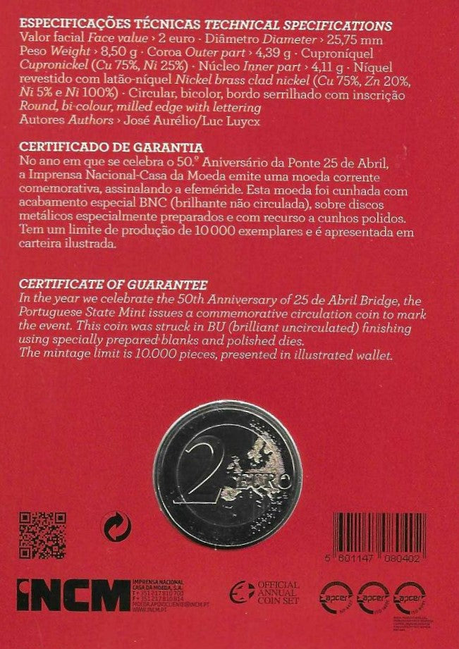 Portugal - 2 Euro 2016 (Ponte 25 Abril )(BNC)