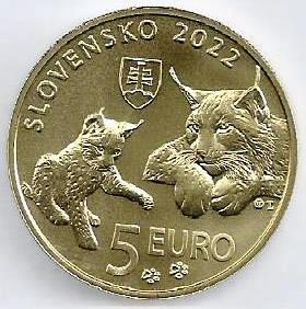 Eslovaquia - 5 Euro 2022 (Km# 188) Lince Eurasiatico