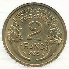 França - 2 Francos 1939 (Km# 886)