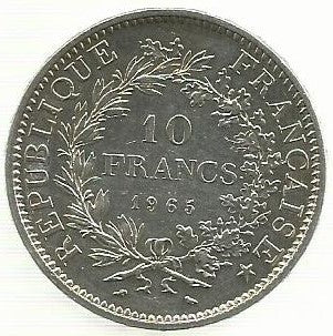 França - 10 Francos 1965 (Km# 932)