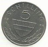 Austria - 5 Schilling 1984 (Km# 2889a)