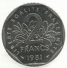 França - 2 Francos 1981 (Km# 942.1)