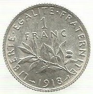 França - 1 Franco 1918 (Km# 844)