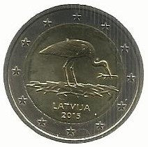 Letonia - 2 Euro 2015 (Km# 171) Cegonha