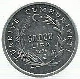 Turquia - 50000 Liras 1999 (Km# 1103) Fao