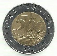 San Marino - 500 Liras 1991 (Km# 269) Terra Ospitale