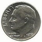 USA - 1 Dime 1972 (Km# 195a)