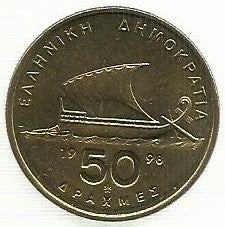 Grecia - 50 Dracmas 1998 (Km# 147)