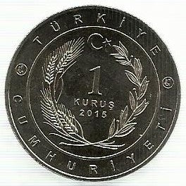 Turquia - 1 Kurus 2015 (Km# Novo) Timurio Empire