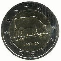 Letonia - 2 Euro 2016 (Km# 175) Vaca