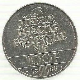 França - 100 Francos 1988 (Km# 966) Fraternidade