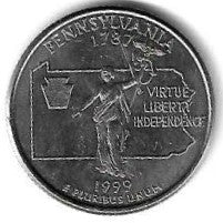 USA - 25 Cents 1999 (Km# 294) Pennsylvania