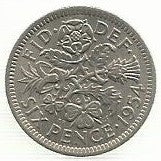 Inglaterra - 6 Pence 1954 (Km# 903)