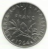 França - 1 Franco 1964 (Km# 925.1)