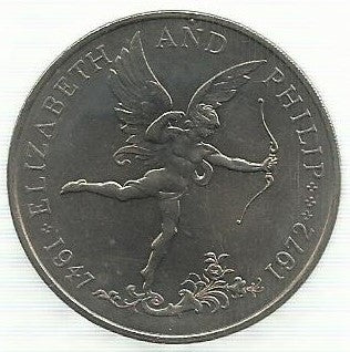 Guernsey - 25 Pence 1972 (Km# 26) Aniversario Casamento