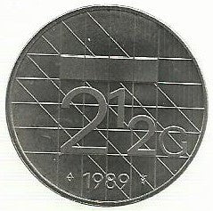 Holanda - 2 1/2 Gulden 1989 (Km# 206)