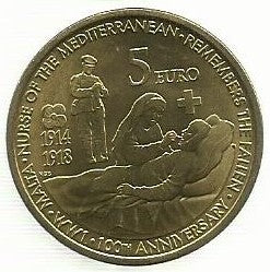 Malta - 5 Euro 2014 (Km# 161) 100º Anivº Grande Guerra