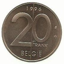 Belgica - 20 Francos 1996 (Km# 191)