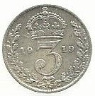 Inglaterra - 3 Pence 1919 (Km# 813)