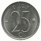 Belgica - 25 Centimos 1970 (Km# 153)