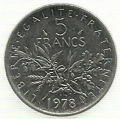 França - 5 Francos 1978 (Km# 926a.1)