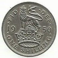 Inglaterra - 1 Shilling 1950 (Km# 876)