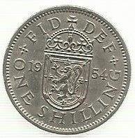 Inglaterra - 1 Shilling 1954 (Km# 905)