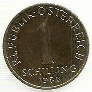 Austria - 1 Schilling 1986 (Km# 2886)