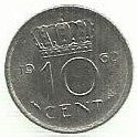 Holanda - 10 Cents 1962 (Km# 182)