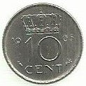 Holanda - 10 Cents 1965 (Km# 182)