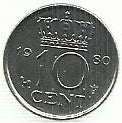 Holanda - 10 Cents 1980 (Km# 182)