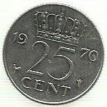 Holanda - 25 Cents 1970 (Km# 183)