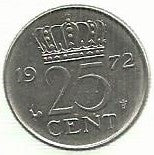 Holanda - 25 Cents 1972 (Km# 183)